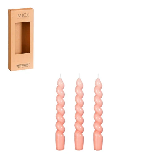Bougies Chandelles X3 En Paraffine Rose - Twist -Magasin Général Pour La Maison bougies chandelles x3 en paraffine rose twist 687558 687558 FRN01 WEB