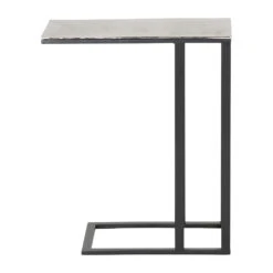 Bout De Canape En Aluminium Et Fer Argenté - Felia