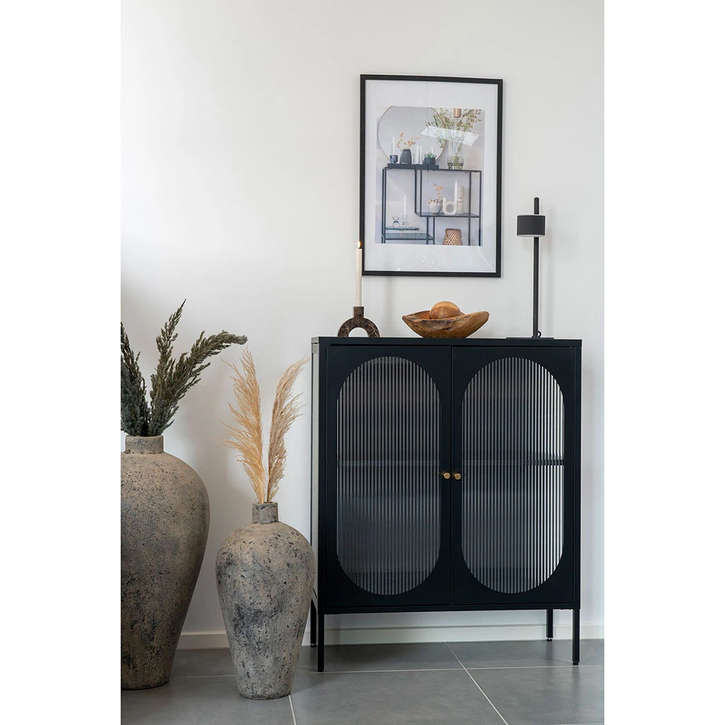 Buffet 2 Portes En Acier Noir H110cm - Adalyne 6 Buffet 2 Portes En Acier Noir H110cm - Adalyne – Image 6