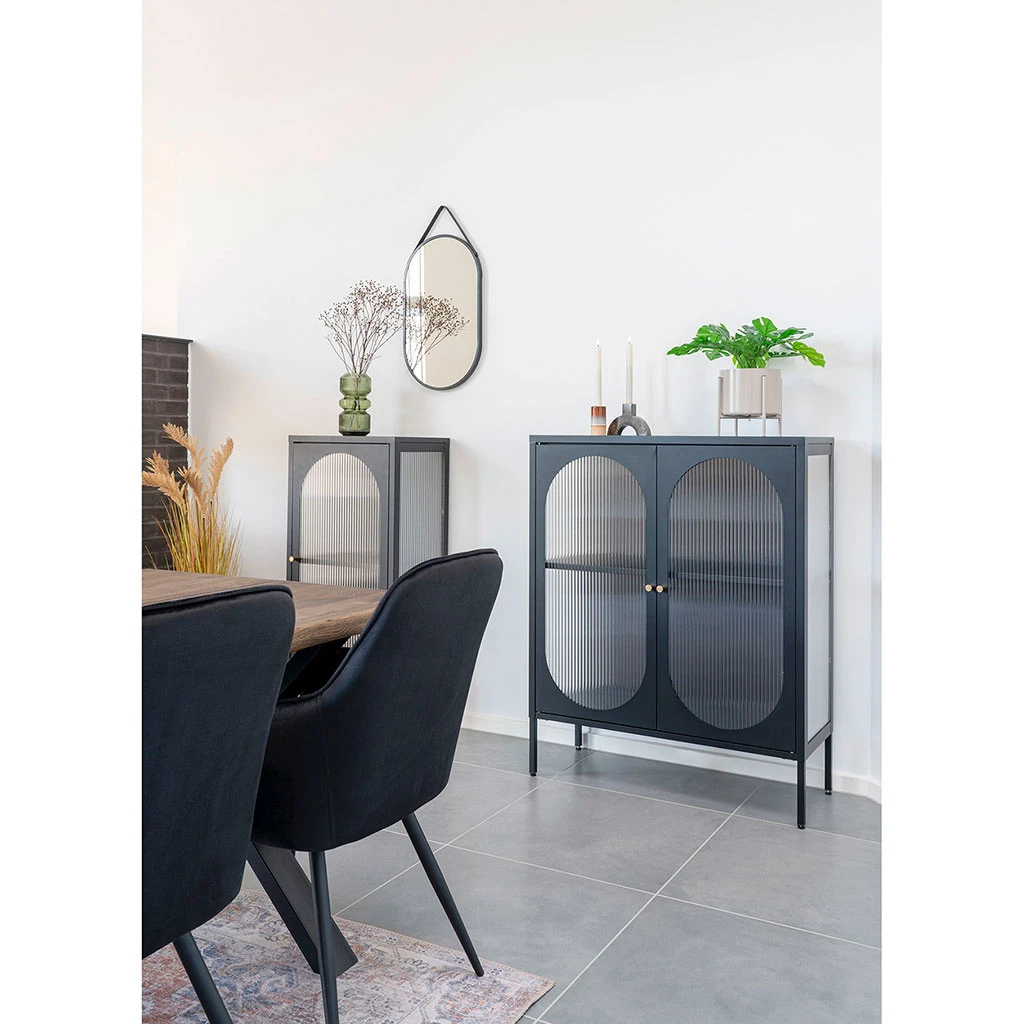 Buffet 2 Portes En Acier Noir H110cm - Adalyne 7 Buffet 2 Portes En Acier Noir H110cm - Adalyne – Image 7