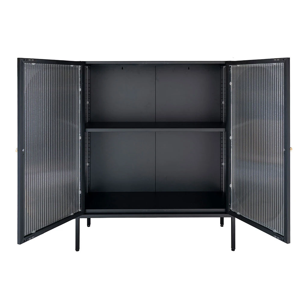 Buffet 2 Portes En Acier Noir H110cm - Adalyne 8 Buffet 2 Portes En Acier Noir H110cm - Adalyne – Image 8