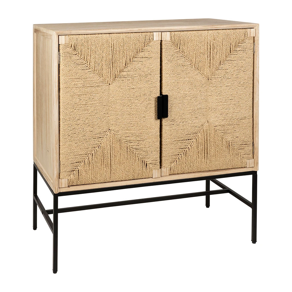 Buffet 2 Portes En Naturel Et Noir H90cm - Kenda 2 Buffet 2 Portes En Naturel Et Noir H90cm - Kenda – Image 2