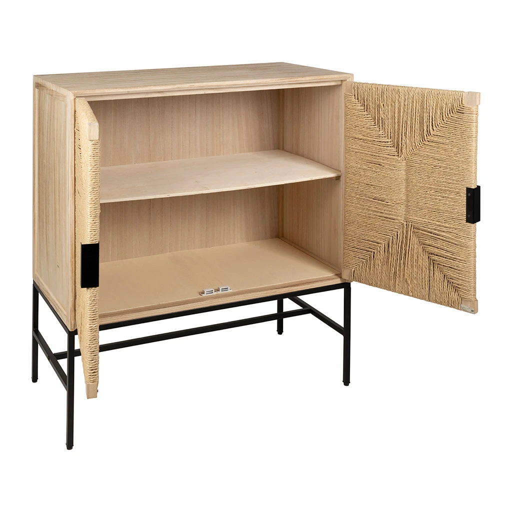 Buffet 2 Portes En Naturel Et Noir H90cm - Kenda 6 Buffet 2 Portes En Naturel Et Noir H90cm - Kenda – Image 6