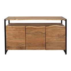 Buffet 3 Portes En Acacia Et Pieds En Fer Noir - Brooklyn