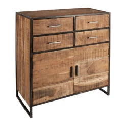 Buffet Bas En Acacia Et Fer 2 Portes H105cm -Factory