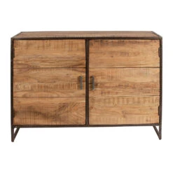 Buffet Bas En Acacia Et Fer 2 Portes H90cm - Factory