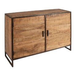 Buffet Bas En Acacia Et Fer 2 Portes H90cm - Factory -Magasin Général Pour La Maison buffet bas en acacia et fer 2 portes h90cm factory 36489 36489 DET02 WEB 1
