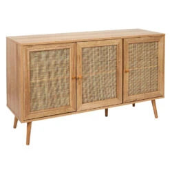 Buffet En Bois Et Cannage 3 Portes L115cm - Baia