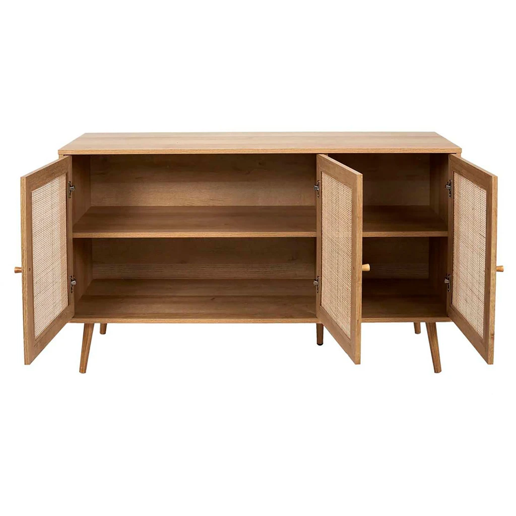 Buffet En Bois Et Cannage 3 Portes L115cm - Baia 3 Buffet En Bois Et Cannage 3 Portes L115cm - Baia – Image 3