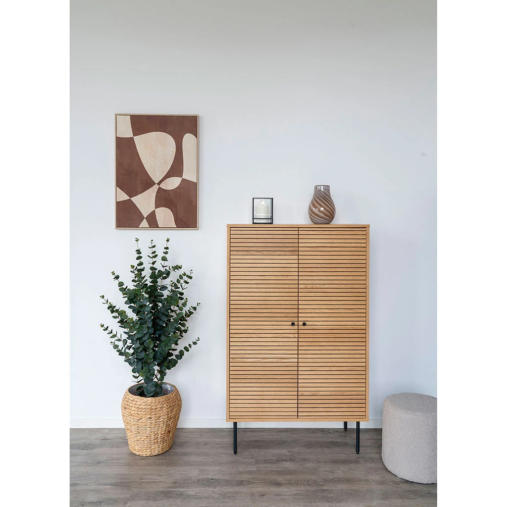 Buffet Haut 2 Portes En Bois Naturel H130cm - Kimi 2 Buffet Haut 2 Portes En Bois Naturel H130cm - Kimi – Image 2