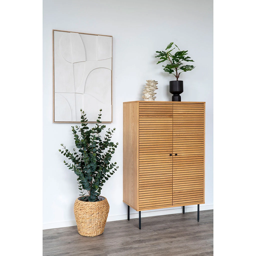 Buffet Haut 2 Portes En Bois Naturel H130cm - Kimi 6 Buffet Haut 2 Portes En Bois Naturel H130cm - Kimi – Image 6