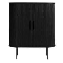 Unique Buffet Placage Chêne Noir 3 étagères H118cm - Nola