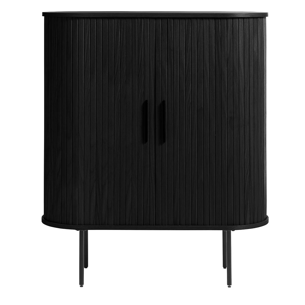 Unique Buffet Placage Chêne Noir 3 étagères H118cm - Nola 1 Unique Buffet Placage Chêne Noir 3 étagères H118cm - Nola