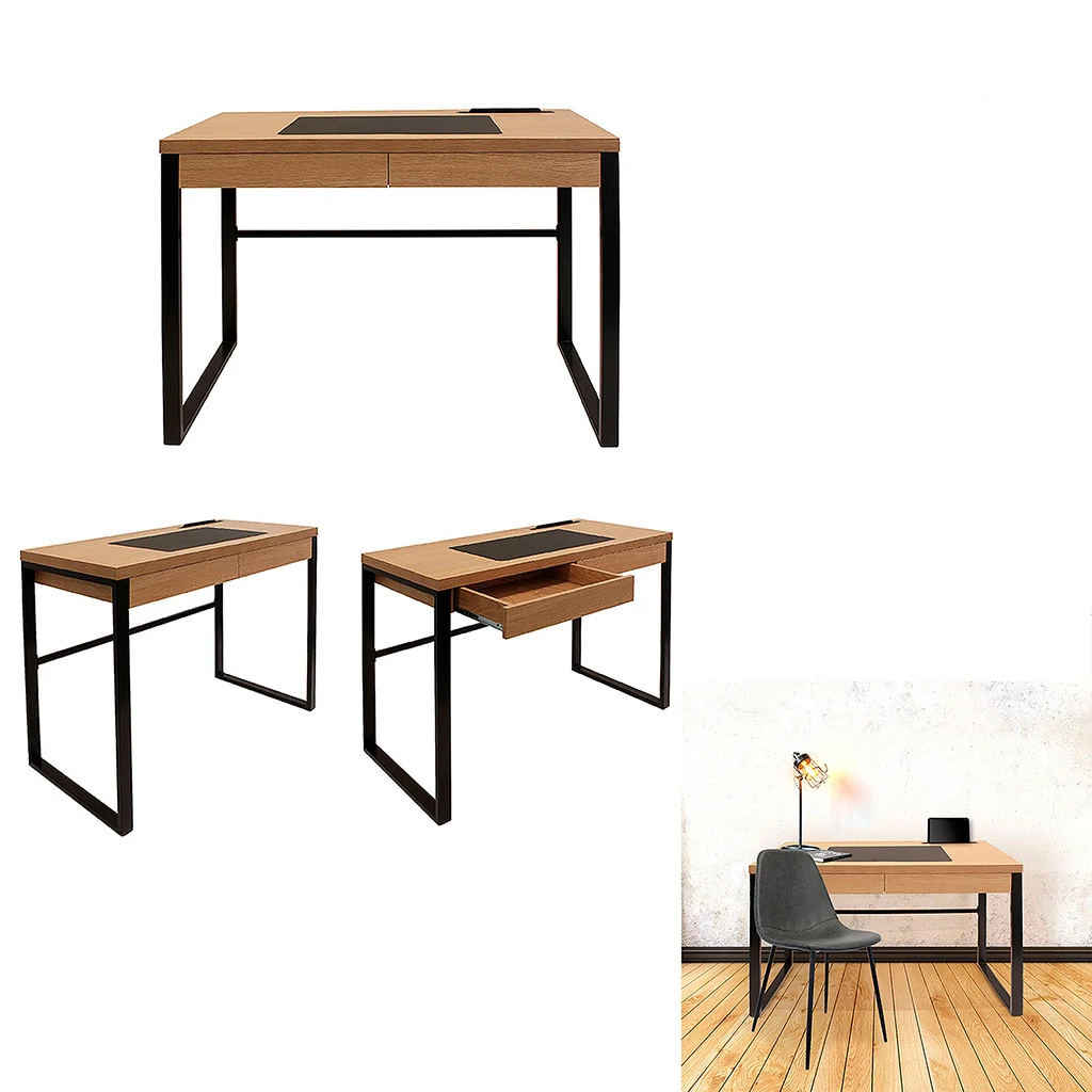 Bureau En Bois Et Métal Noir - Liam 2 Bureau En Bois Et Métal Noir - Liam – Image 2