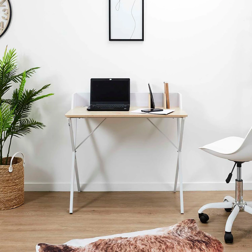 Bureau En Bois Et Fer Blanc - Bily 2 Bureau En Bois Et Fer Blanc - Bily – Image 2