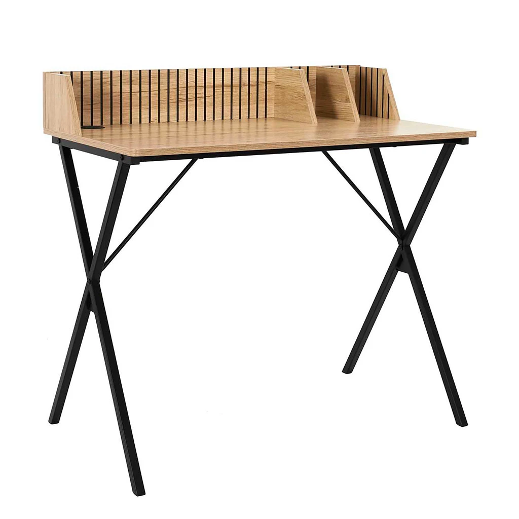 Bureau En Bois Naturel Et Fer Noir - Kara 1 Bureau En Bois Naturel Et Fer Noir - Kara