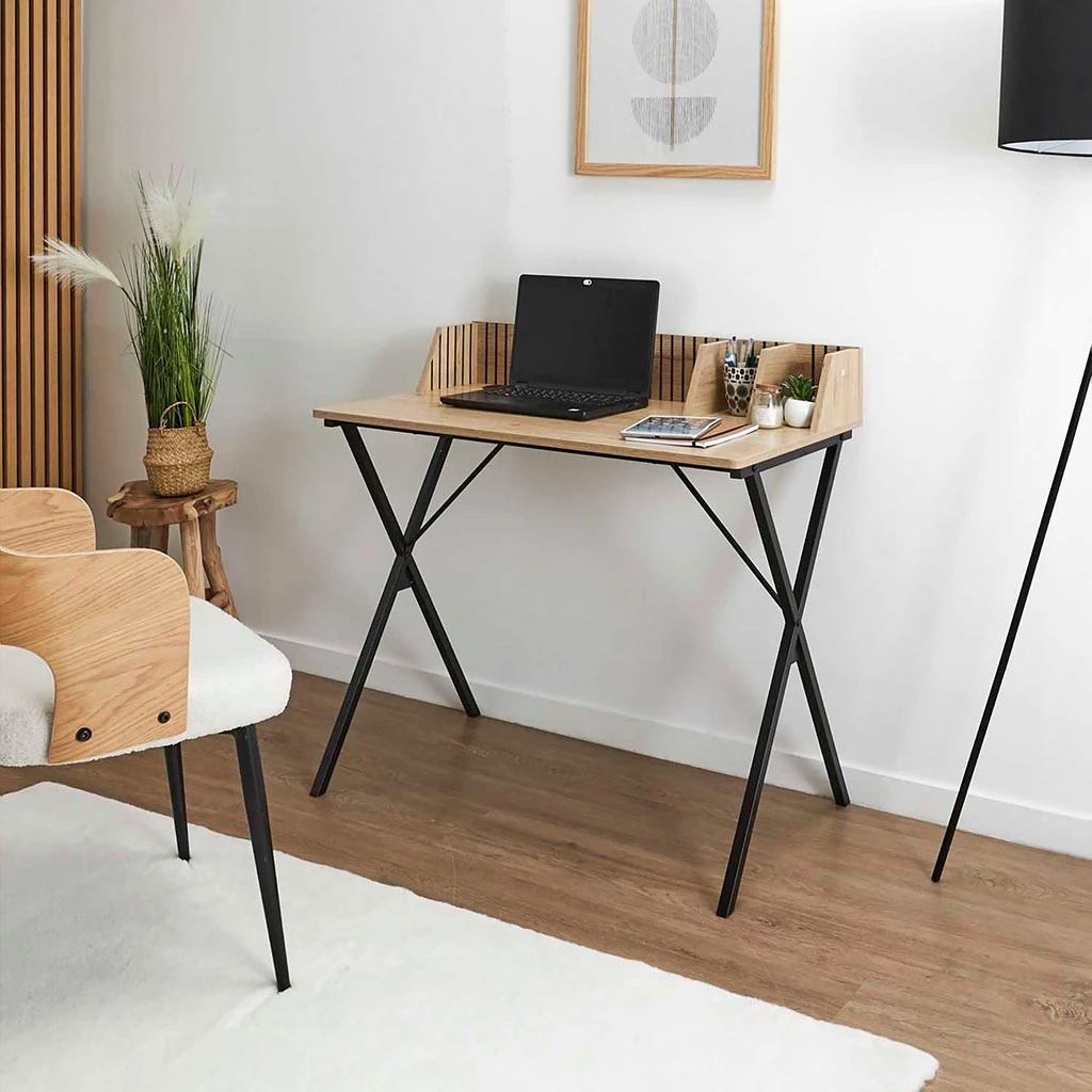 Bureau En Bois Naturel Et Fer Noir - Kara 4 Bureau En Bois Naturel Et Fer Noir - Kara – Image 4