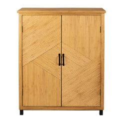 Cabinet 2 Portes En Bambou Et Sapin 80x40xh99.5cm - Saori