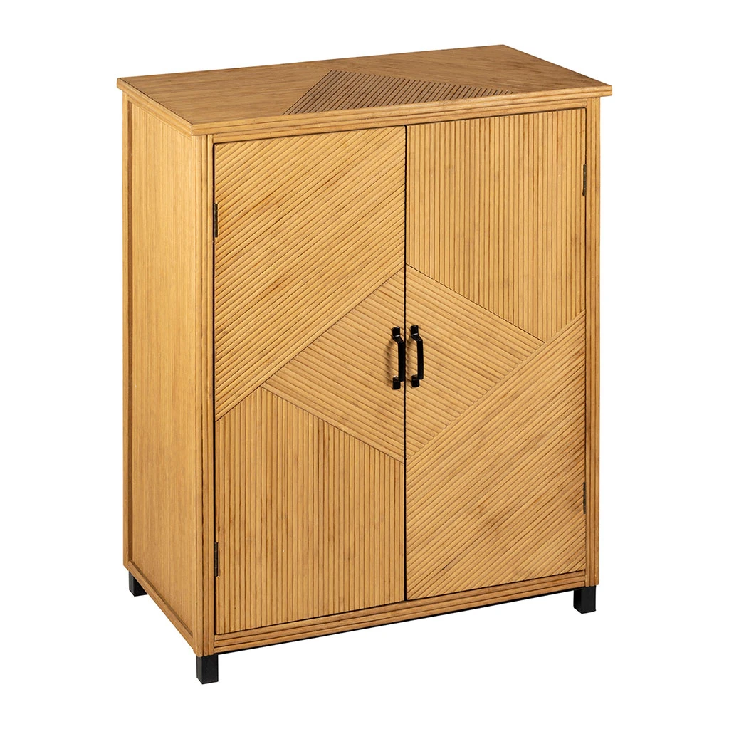 Cabinet 2 Portes En Bambou Et Sapin 80x40xh99.5cm - Saori 2 Cabinet 2 Portes En Bambou Et Sapin 80x40xh99.5cm - Saori – Image 2
