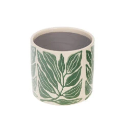 Amadeus Cache-pot En Céramique Vert Et Blanc H12cm - Amazonie