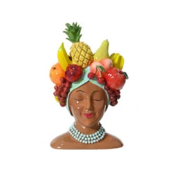 Cache Pot Femme Fruits H23cm