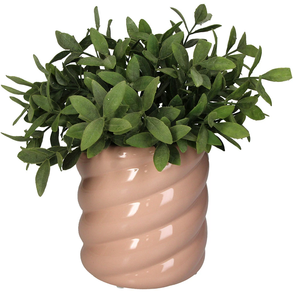 Cache-pot Torsadé En Grès Rose D14cm 3 Cache-pot Torsadé En Grès Rose D14cm – Image 3