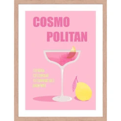 Cadre Avec Affiche "Cosmopolitan" Chêne Clair 30x40cm - Lario