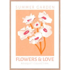 Cadre Avec Affiche "Flowers And Love" Chêne Clair 50x70cm - Lario