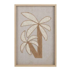 Cadre Déco Palmier Coquillage Et Jonc De Mer 60x40cm - Cauri