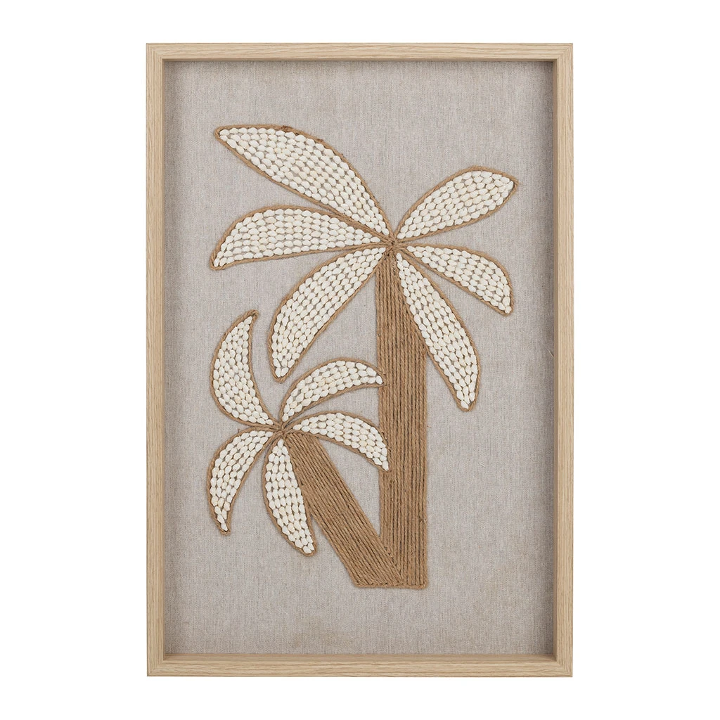 Cadre Déco Palmier Coquillage Et Jonc De Mer 60x40cm - Cauri 1 Cadre Déco Palmier Coquillage Et Jonc De Mer 60x40cm - Cauri