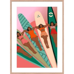 Cadre Image Graphic Surf Woman 50x70cm Lario Chêne