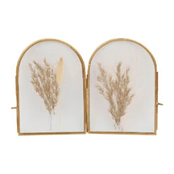 Cadre Photo 2 Vues En Verre Et Laiton Doré 10x10cm - Retro