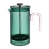Cafetière à Piston Striée En Verre Borosilicate émeraude Et Rose 1L