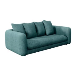 Canapé Convertible 3 Places Basile - Tissu Texturé - Crown Bleu Ocean