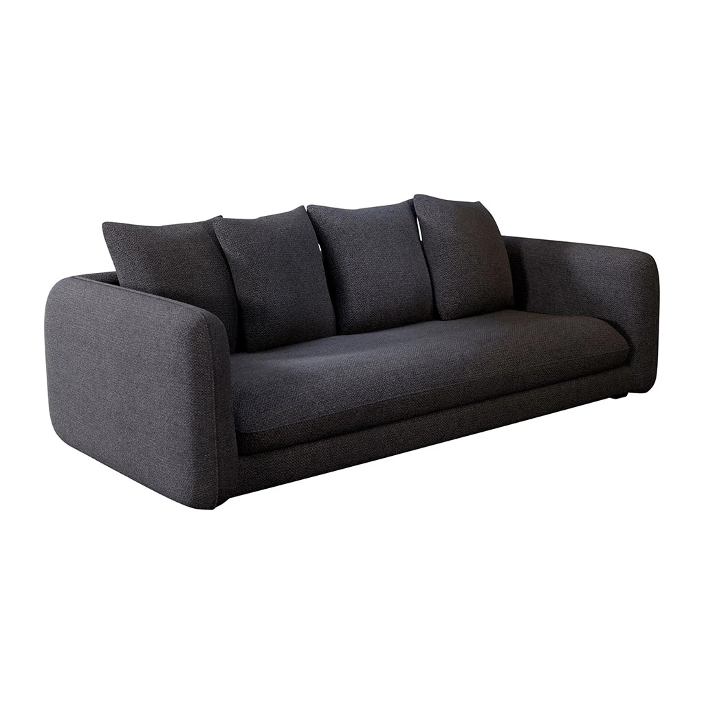 Canapé Convertible 4 Places Basile - Tissu Texturé - Crown Noir 1 Canapé Convertible 4 Places Basile - Tissu Texturé - Crown Noir