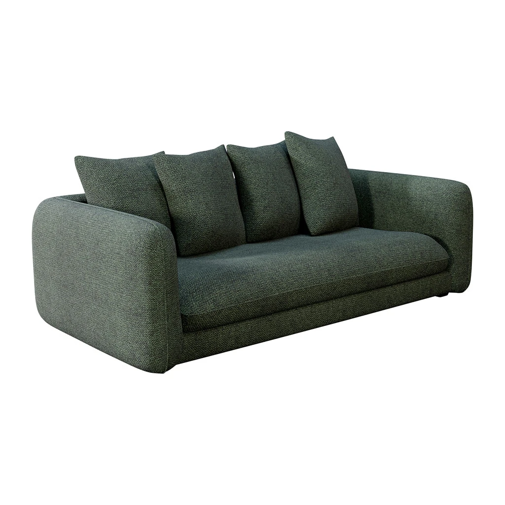 Canapé Fixe 3 Places Basile - Tissu Texturé - Crown Winter Moss 1 Canapé Fixe 3 Places Basile - Tissu Texturé - Crown Winter Moss