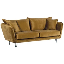 Canapé Fixe 3 Places Harry En Tissu Velours Ocre 204cm