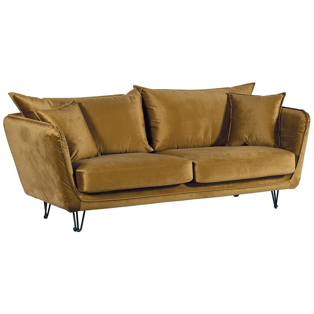 Canapé Fixe 3 Places Harry En Tissu Velours Ocre 204cm 1 Canapé Fixe 3 Places Harry En Tissu Velours Ocre 204cm