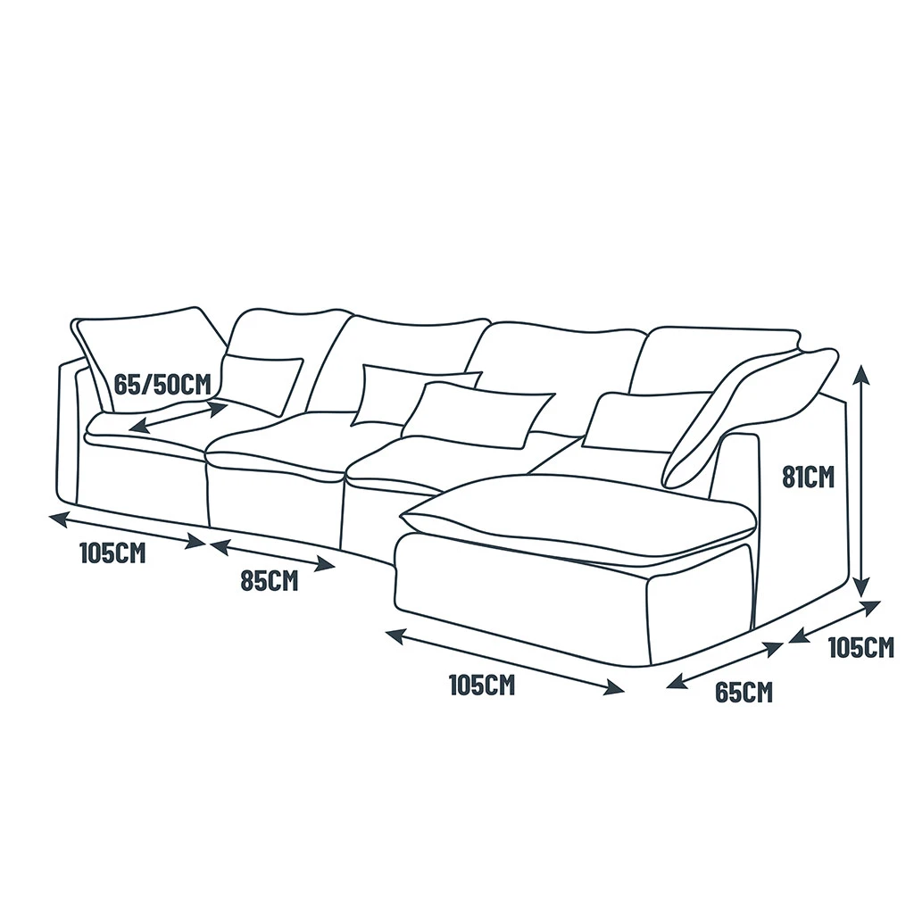 Canapé Modulable 3 Places Bleu Grisé Avec Pouf - Auguste 9 Canapé Modulable 3 Places Bleu Grisé Avec Pouf - Auguste – Image 9