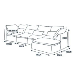 Canapé Modulable 4 Places Bleu Grisé Avec Pouf - Auguste -Magasin Général Pour La Maison canape modulable 4 places bleu grise avec pouf auguste 665706 665706 FRN15 WEB