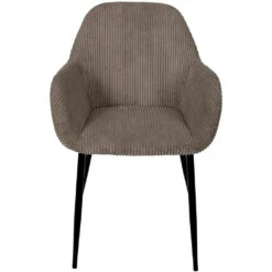 Chaise Avec Accoudoirs En Tissu Côtelé Taupe - Scarlett