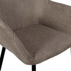 Chaise Avec Accoudoirs En Tissu Côtelé Taupe - Scarlett -Magasin Général Pour La Maison chaise avec accoudoirs en tissu cotele taupe scarlett 684289 684289 FRN04 WEB 1