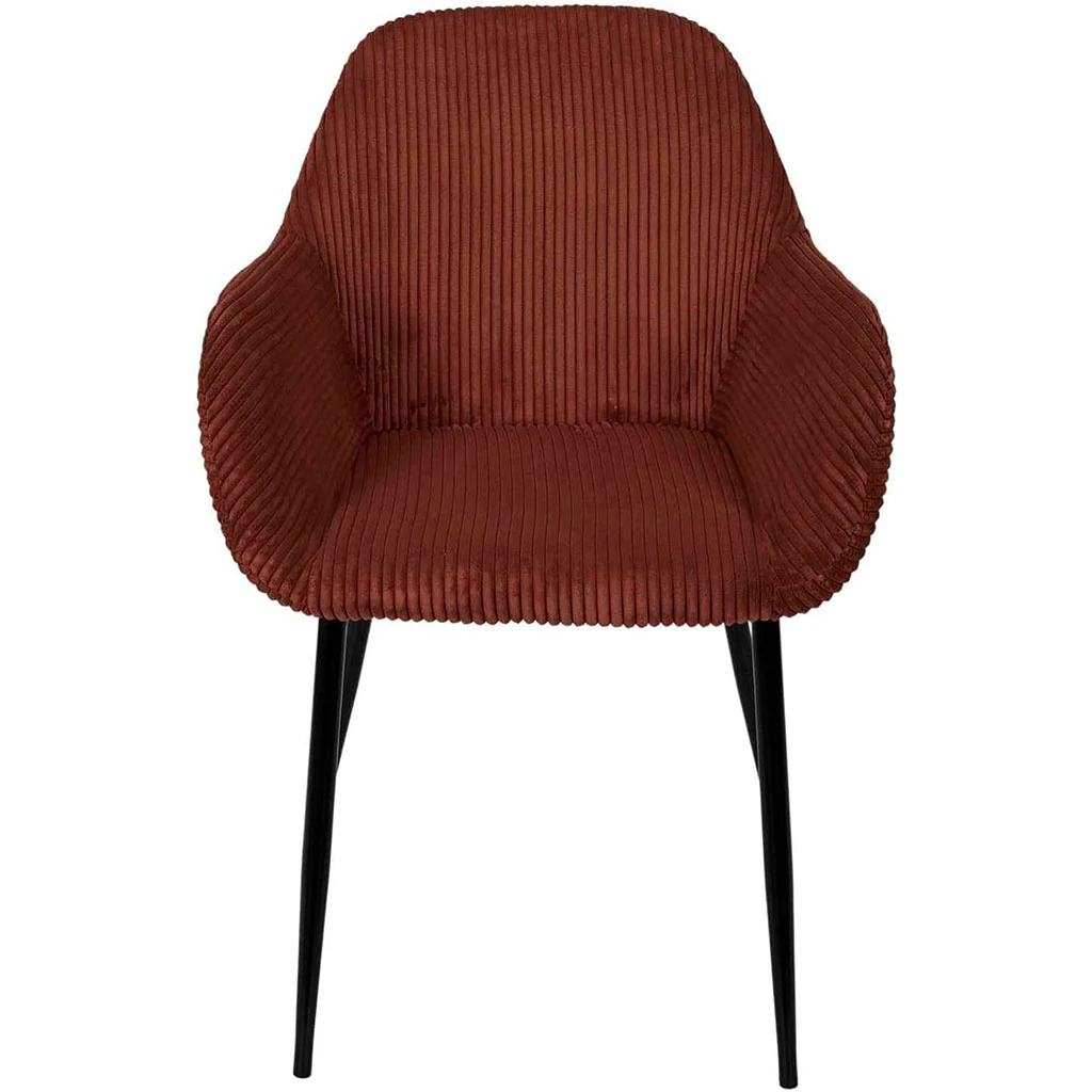 Chaise Avec Accoudoirs En Tissu Côtelé Terracotta - Scarlett 1 Chaise Avec Accoudoirs En Tissu Côtelé Terracotta - Scarlett
