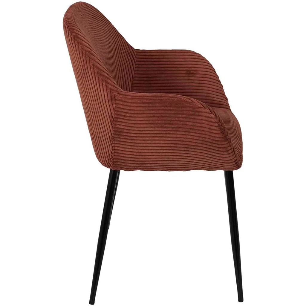 Chaise Avec Accoudoirs En Tissu Côtelé Terracotta - Scarlett 2 Chaise Avec Accoudoirs En Tissu Côtelé Terracotta - Scarlett – Image 2