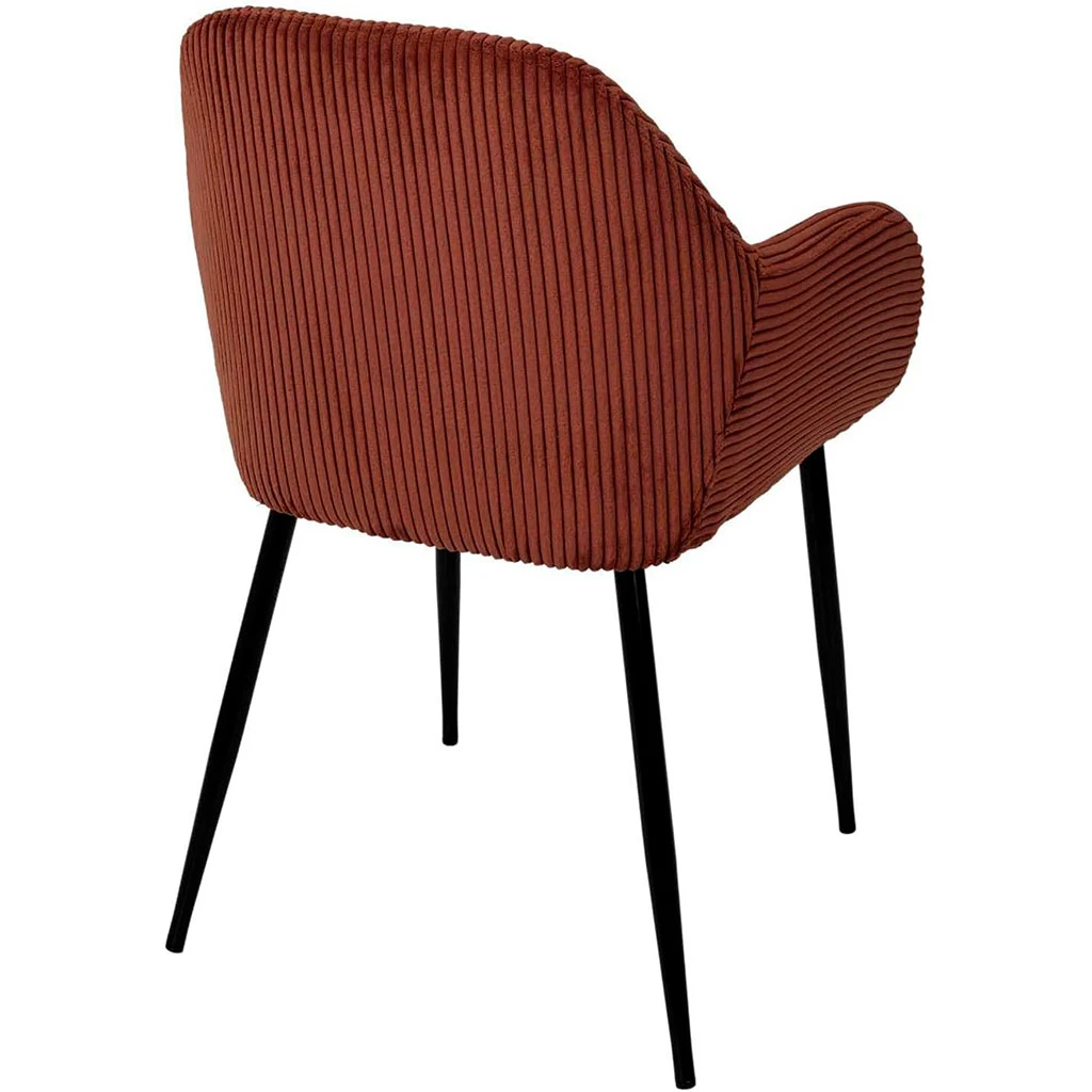 Chaise Avec Accoudoirs En Tissu Côtelé Terracotta - Scarlett 3 Chaise Avec Accoudoirs En Tissu Côtelé Terracotta - Scarlett – Image 3