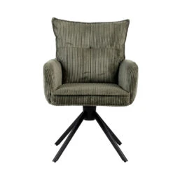 Chaise Avec Accoudoirs Pivotante En Velours Côtelé Vert - Moda