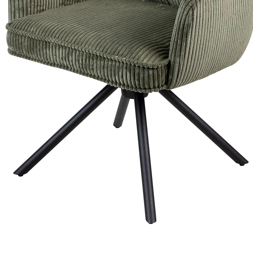 Chaise Avec Accoudoirs Pivotante En Velours Côtelé Vert - Moda 8 Chaise Avec Accoudoirs Pivotante En Velours Côtelé Vert - Moda – Image 8