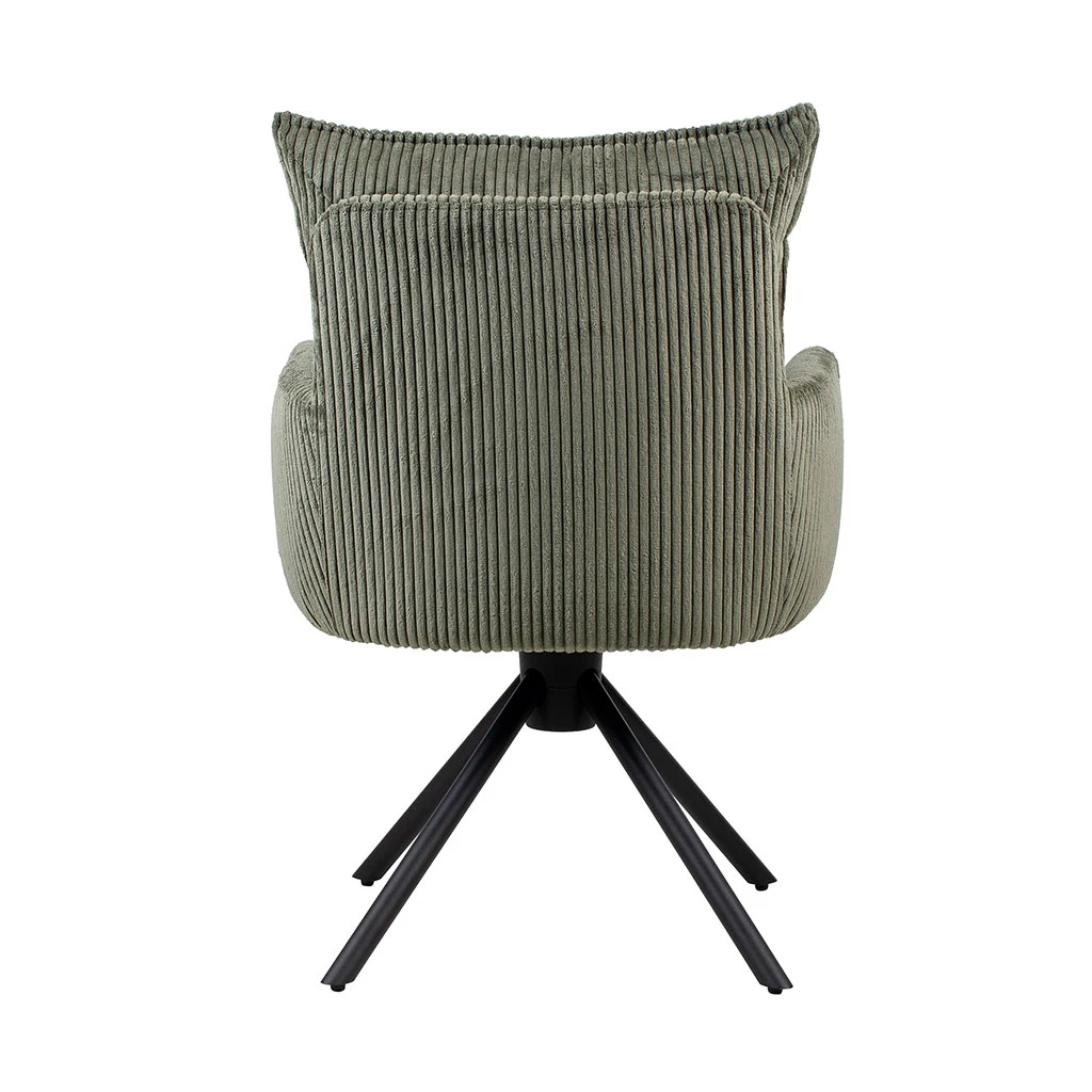 Chaise Avec Accoudoirs Pivotante En Velours Côtelé Vert - Moda 4 Chaise Avec Accoudoirs Pivotante En Velours Côtelé Vert - Moda – Image 4