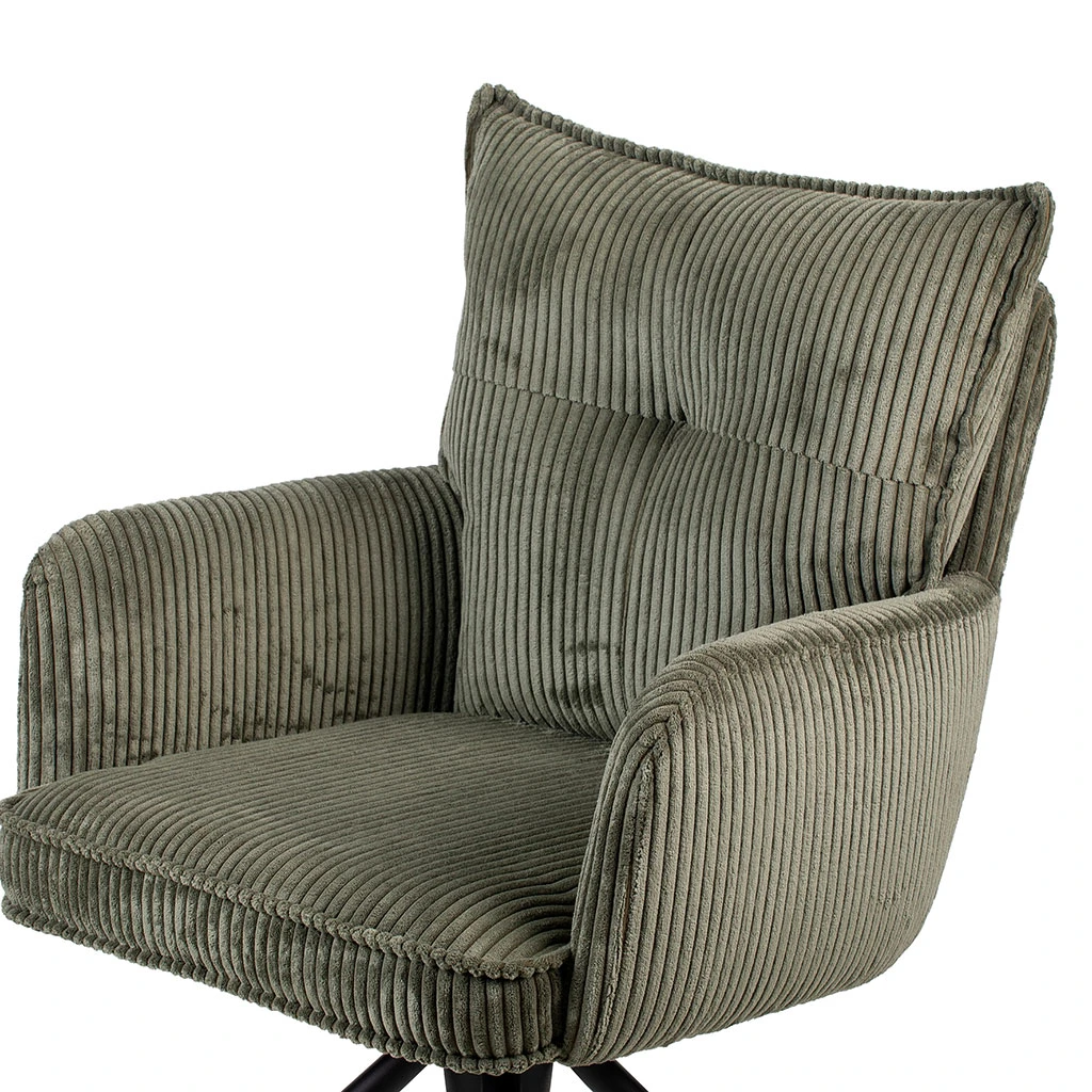 Chaise Avec Accoudoirs Pivotante En Velours Côtelé Vert - Moda 5 Chaise Avec Accoudoirs Pivotante En Velours Côtelé Vert - Moda – Image 5