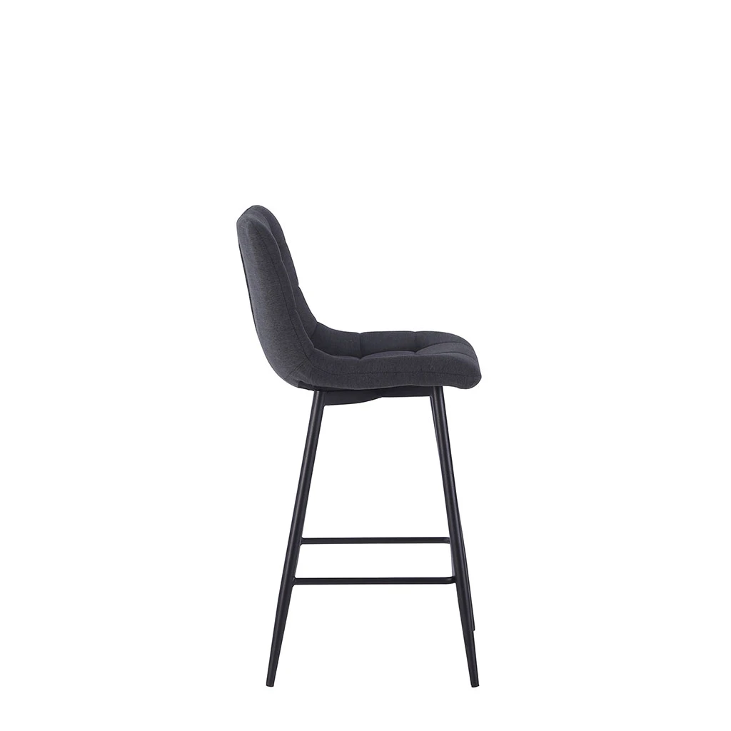 Chaise De Bar En Tissu Matelassé Antracithe - Lilly 3 Chaise De Bar En Tissu Matelassé Antracithe - Lilly – Image 3